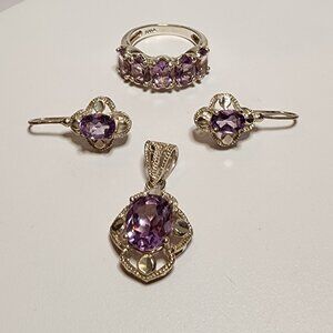 925 Silver Amethyst Set